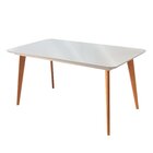 Mesa De Jantar 6 Lugares Rertangular Tampo Madeira Maciça Ver