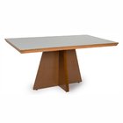 Mesa De Jantar 6 Lugares Retangular 160x90 Tampo De Vidro Add