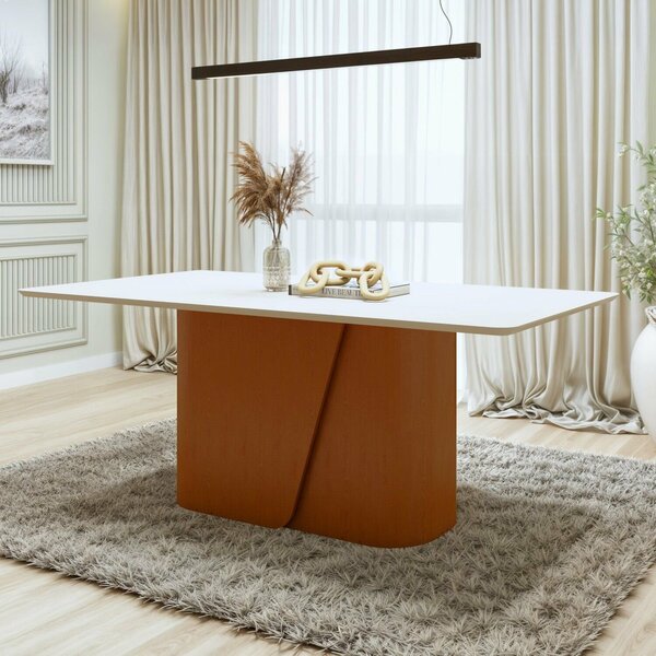 Mesa De Jantar 6 Lugares Retangular Tampo Mdf Luar Frassino/o