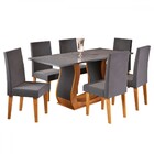 Mesa De Jantar 6 Lugares Roma Mel/cinza/veludo Grafite - Vier