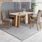 Mesa De Jantar 6 Lugares Sophia Com Vidro Nature/off White/ma