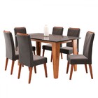 Mesa De Jantar 6 Lugares Sport Com Vidro Mel/grafite - Viero