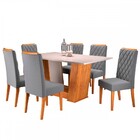 Mesa De Jantar 6 Lugares Squash Mel/blonde/veludo Cinza - Vie