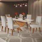 Mesa De Jantar 6 Lugares Stela Com Vidro Mel/marfim/off White
