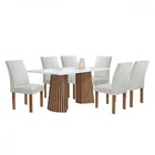 Mesa De Jantar 6 Lugares Stella Canela Com Vidro Ripado Choco