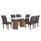 Mesa De Jantar 6 Lugares Stella Com Vidro Ripado Chocolate/of