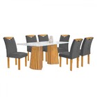 Mesa De Jantar 6 Lugares Stella Com Vidro Ripado Cinamomo/off