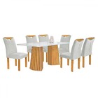 Mesa De Jantar 6 Lugares Stella Com Vidro Ripado Cinamomo/off