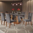 Mesa De Jantar 6 Lugares Taina Com Vidro Mel/grafite - Viero