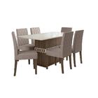 Mesa De Jantar 6 Lugares Tampo Com Vidro Alexandria Amendoa O