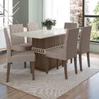 Mesa De Jantar 6 Lugares Tampo Com Vidro Alexandria Amendoa O