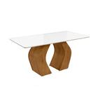 Mesa De Jantar 6 Lugares Tampo Com Vidro Canela Off White San