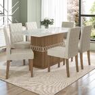 Mesa De Jantar 6 Lugares Tampo Com Vidro Lagos Carvalho Off-w