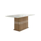 Mesa De Jantar 6 Lugares Tampo Com Vidro Lagos Carvalho Off-w