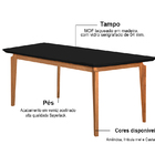 Mesa De Jantar 6 Lugares Tampo Preto 1,8m - Zotz