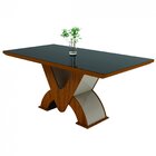 Mesa De Jantar 6 Lugares Tampo Vidro 180cm Genova Viero Pinho