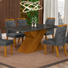 Mesa De Jantar 6 Lugares Tampo Vidro Ilhéus 1,80m Leifer Move