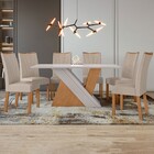 Mesa De Jantar 6 Lugares Vênus Apogeu Com Vidro Amêndoa Clean