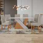 Mesa De Jantar 6 Lugares Vênus Apogeu Com Vidro Amêndoa Clean