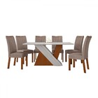 Mesa De Jantar 6 Lugares Vênus Apogeu Com Vidro Frassino/off