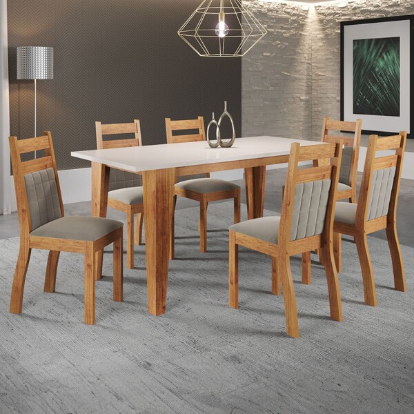 Mesa De Jantar 6 Lugares Volei  Mel/blonde/v.pérola - Viero M