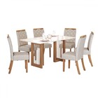 Mesa De Jantar 6 Lugares Yara Nature/off White/linho - Henn