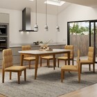 Mesa De Jantar 6 Lugares Zyra Com Vidro Cinamomo/off White -