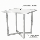 Mesa De Jantar 80x80 4 Lugares Valence Industrial Pés Em Aço