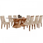 Mesa De Jantar 8 Lugares Barcelona Com Vidro Cinamomo/off Whi