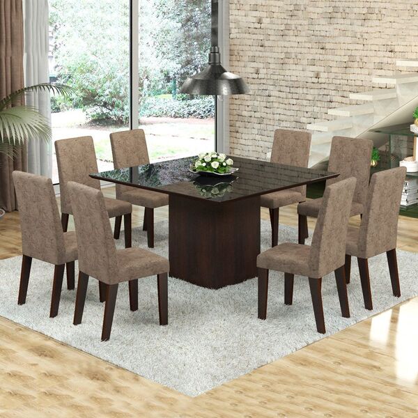 Mesa De Jantar 8 Lugares Dara Venus Ameixa/malta/preto - Vier