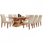 Mesa De Jantar 8 Lugares Genova Com Vidro Cinamomo/off White/