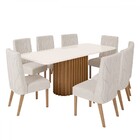 Mesa De Jantar 8 Lugares Legacy Com Vidro Nature/off White/li