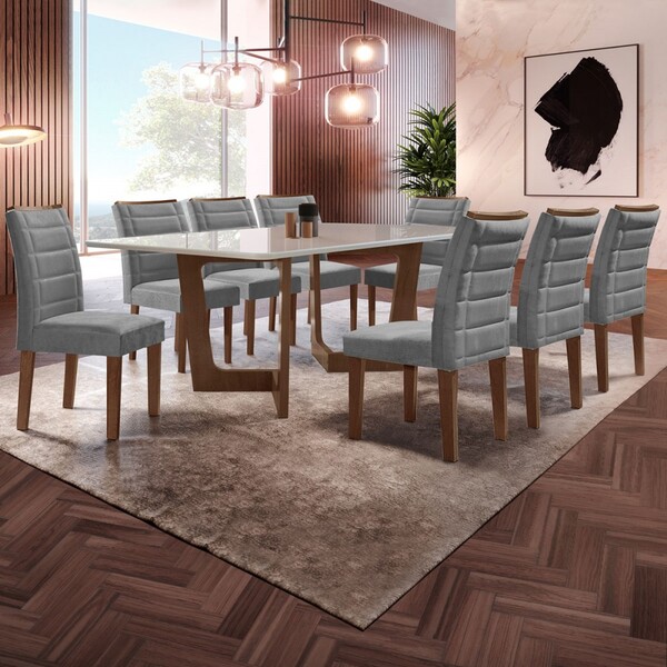 Mesa De Jantar 8 Lugares Nápoles/genova Com Vidro Chocolate/o