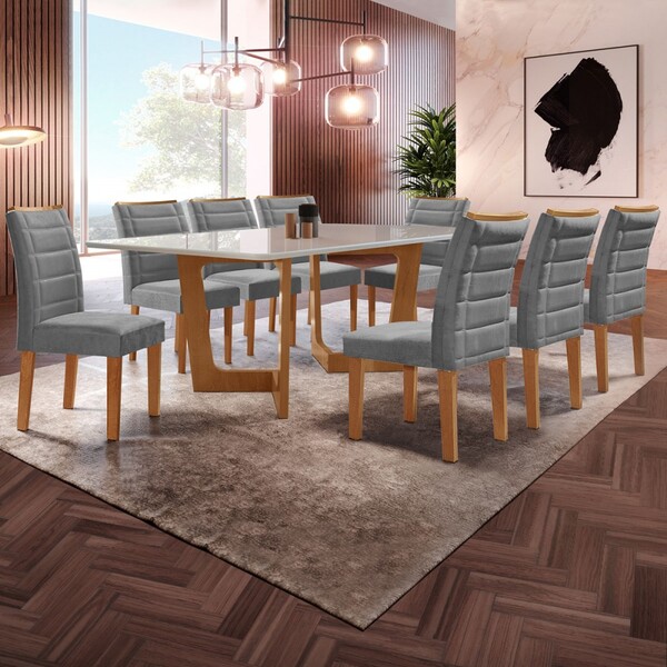 Mesa De Jantar 8 Lugares Nápoles/genova Com Vidro Cinamomo/of