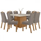 Mesa De Jantar 8 Lugares Nevada Com Vidro Amêndoa Clean/off W