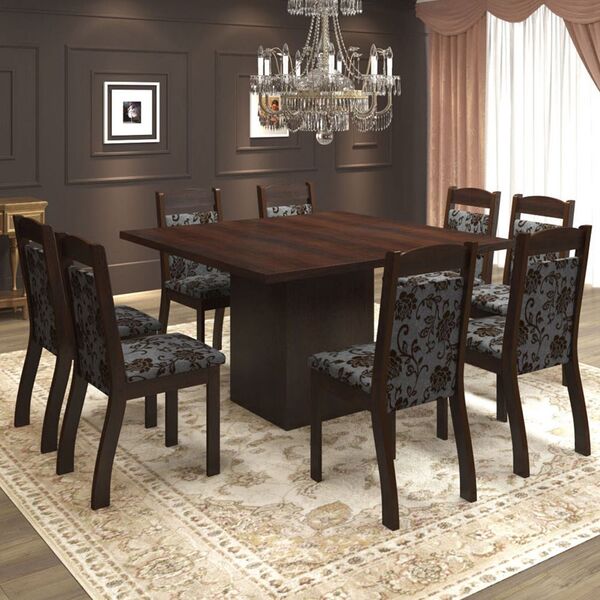 Mesa De Jantar 8 Lugares Voal Ameixa/cobre - Mobilarte Móveis