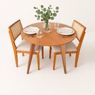 Mesa De Jantar 90cm Redonda Tampo Laminado Em Madeira Slim  M