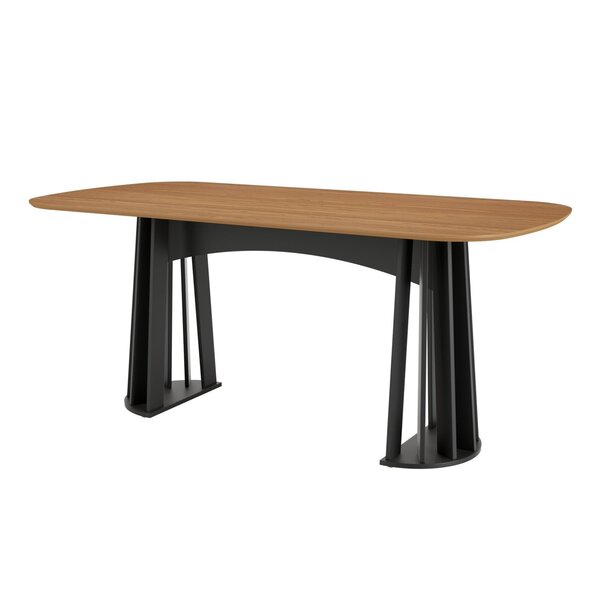 Mesa De Jantar  6 Lugares Oval Ripada Tampo Mdf Nature Freijó