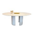 Mesa De Jantar  Oval 137x90cm Base Dupla  Laqueada Branca