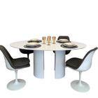 Mesa De Jantar  Oval 137x90cm Base Dupla  Laqueada Branca