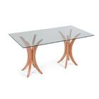 Mesa De Jantar  Tampo De Vidro Retangular  - Natural
