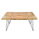 Mesa De Jantar  Trama Base Preta Tampo De Madeira Teca 140 X