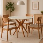 Mesa De Jantar Acássia Tampo Em Mdf Com Vidro E Base Em Madei