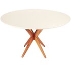 Mesa De Jantar Acássia Tampo Em Mdf Com Vidro E Base Em Madei