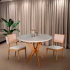 Mesa De Jantar Acássia Tampo Em Mdf Com Vidro E Base Em Madei