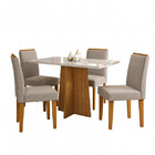 Mesa De Jantar Ana 1,20m Com 4 Cadeiras Ana Ype/off White/ Tl