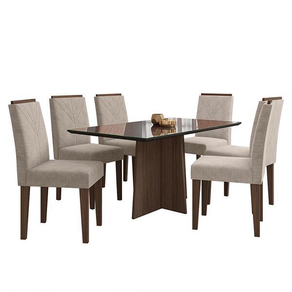 Mesa De Jantar Ana 160x90 Com 6 Cadeiras Amanda - Pr Móveis