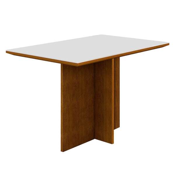 Mesa De Jantar Ane Com Vidro Imbuia E Branco