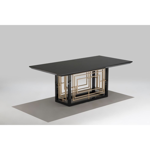Mesa De Jantar Apollo Laca Preto E Dourada Fino Móveis
