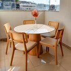 Mesa De Jantar Araçá Tampo Em Mdf Com Vidro E Base Em Madeira